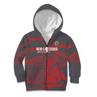 Custom New Caledonia Football Kid Hoodie Allez Les Cagous Grey Version - Polynesian Pride