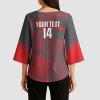 Custom New Caledonia Football Kimono Sleeve Blouse Allez Les Cagous Grey Version - Polynesian Pride