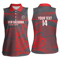 Custom New Caledonia Football Women Sleeveless Polo Shirt Allez Les Cagous Grey Version - Polynesian Pride