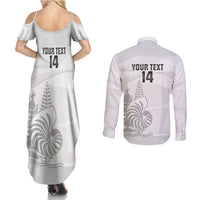 Custom New Caledonia Football Couples Matching Summer Maxi Dress and Long Sleeve Button Shirt Allez Les Cagous White Version LT14 - Polynesian Pride