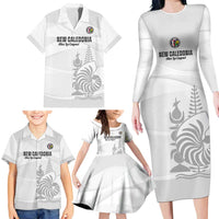 Custom New Caledonia Football Family Matching Long Sleeve Bodycon Dress and Hawaiian Shirt Allez Les Cagous White Version LT14 - Polynesian Pride