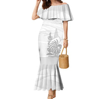 Custom New Caledonia Football Family Matching Mermaid Dress and Hawaiian Shirt Allez Les Cagous White Version LT14 Mom's Dress White - Polynesian Pride