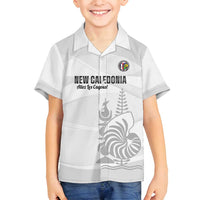 Custom New Caledonia Football Family Matching Off Shoulder Maxi Dress and Hawaiian Shirt Allez Les Cagous White Version LT14 Son's Shirt White - Polynesian Pride