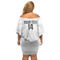 Custom New Caledonia Football Family Matching Off Shoulder Short Dress and Hawaiian Shirt Allez Les Cagous White Version LT14 - Polynesian Pride