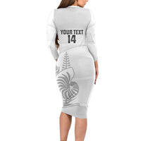 Custom New Caledonia Football Long Sleeve Bodycon Dress Allez Les Cagous White Version LT14 - Polynesian Pride