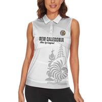 Custom New Caledonia Football Women Sleeveless Polo Shirt Allez Les Cagous White Version LT14 - Polynesian Pride