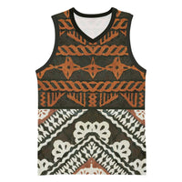 Bula Fiji Tapa Basketball Jersey Fijian Masi Vintage Vibes LT14 Unisex Brown - Polynesian Pride