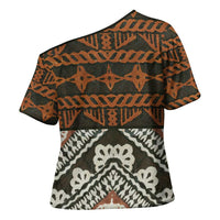 Bula Fiji Tapa Cross Shoulder Shirt Fijian Masi Vintage Vibes LT14 - Polynesian Pride