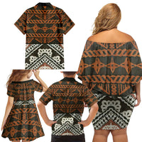 Bula Fiji Tapa Family Matching Off Shoulder Short Dress and Hawaiian Shirt Fijian Masi Vintage Vibes LT14 - Polynesian Pride