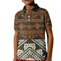 Bula Fiji Tapa Kid Polo Shirt Fijian Masi Vintage Vibes LT14 Kid Brown - Polynesian Pride