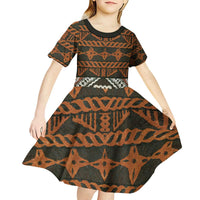 Bula Fiji Tapa Kid Short Sleeve Dress Fijian Masi Vintage Vibes LT14 - Polynesian Pride