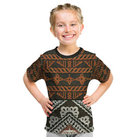 Bula Fiji Tapa Kid T Shirt Fijian Masi Vintage Vibes LT14 Brown - Polynesian Pride