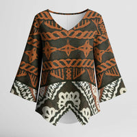 Bula Fiji Tapa Kimono Sleeve Blouse Fijian Masi Vintage Vibes LT14 Female Brown - Polynesian Pride