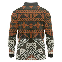 Bula Fiji Tapa Long Sleeve Polo Shirt Fijian Masi Vintage Vibes LT14 - Polynesian Pride
