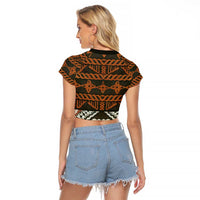 Bula Fiji Tapa Raglan Cropped T Shirt Fijian Masi Vintage Vibes LT14 - Polynesian Pride
