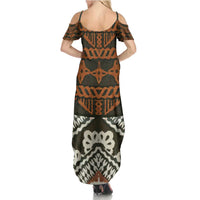 Bula Fiji Tapa Summer Maxi Dress Fijian Masi Vintage Vibes LT14 - Polynesian Pride