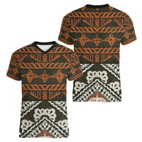 Bula Fiji Tapa Women V-Neck T-Shirt Fijian Masi Vintage Vibes LT14 - Polynesian Pride