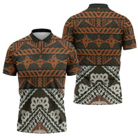 Bula Fiji Tapa Zipper Polo Shirt Fijian Masi Vintage Vibes LT14 - Polynesian Pride