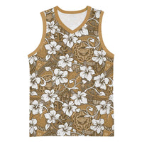 Kuvui Bula Fiji Basketball Jersey Fijian Tapa Seamless Hibiscus LT14 Unisex Brown - Polynesian Pride