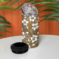 Kuvui Bula Fiji 4 in 1 Can Cooler Tumbler Fijian Tapa Seamless Hibiscus LT14 - Polynesian Pride