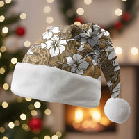 Kuvui Bula Fiji Christmas Santa Hat Fijian Tapa Seamless Hibiscus LT14 Without Fur Brown - Polynesian Pride