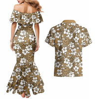 Kuvui Bula Fiji Couples Matching Mermaid Dress and Hawaiian Shirt Fijian Tapa Seamless Hibiscus LT14 - Polynesian Pride