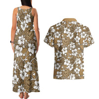Kuvui Bula Fiji Couples Matching Tank Maxi Dress and Hawaiian Shirt Fijian Tapa Seamless Hibiscus LT14 - Polynesian Pride
