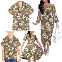 Kuvui Bula Fiji Family Matching Off The Shoulder Long Sleeve Dress and Hawaiian Shirt Fijian Tapa Seamless Hibiscus LT14 - Polynesian Pride