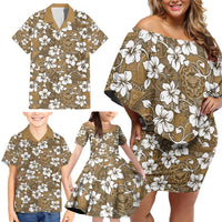 Kuvui Bula Fiji Family Matching Off Shoulder Short Dress and Hawaiian Shirt Fijian Tapa Seamless Hibiscus LT14 - Polynesian Pride