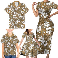 Kuvui Bula Fiji Family Matching Short Sleeve Bodycon Dress and Hawaiian Shirt Fijian Tapa Seamless Hibiscus LT14 - Polynesian Pride