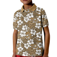 Kuvui Bula Fiji Kid Polo Shirt Fijian Tapa Seamless Hibiscus LT14 Kid Brown - Polynesian Pride