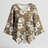 Kuvui Bula Fiji Kimono Sleeve Blouse Fijian Tapa Seamless Hibiscus - Polynesian Pride