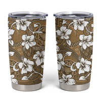 Kuvui Bula Fiji Tumbler Cup Fijian Tapa Seamless Hibiscus LT14 Brown - Polynesian Pride