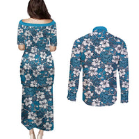 Karakarawa Bula Fiji Couples Matching Puletasi and Long Sleeve Button Shirt Fijian Tapa Seamless Hibiscus LT14 - Polynesian Pride
