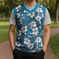Karakarawa Bula Fiji Christmas Knitted V-Neck Vest Fijian Tapa Seamless Hibiscus LT14 - Polynesian Pride