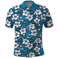 Karakarawa Bula Fiji Polo Shirt Fijian Tapa Seamless Hibiscus LT14 Blue - Polynesian Pride