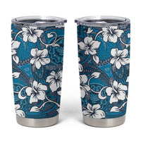 Karakarawa Bula Fiji Tumbler Cup Fijian Tapa Seamless Hibiscus LT14 Blue - Polynesian Pride