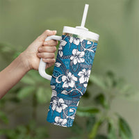 Karakarawa Bula Fiji Tumbler With Handle Fijian Tapa Seamless Hibiscus LT14 - Polynesian Pride