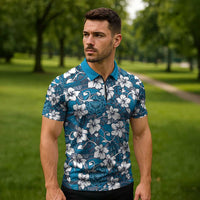 Karakarawa Bula Fiji Zipper Polo Shirt Fijian Tapa Seamless Hibiscus LT14 - Polynesian Pride