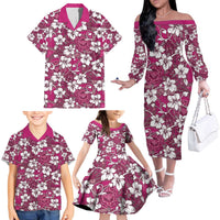 Piqi Bula Fiji Family Matching Off The Shoulder Long Sleeve Dress and Hawaiian Shirt Fijian Tapa Seamless Hibiscus LT14 - Polynesian Pride