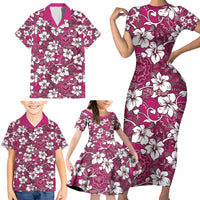 Piqi Bula Fiji Family Matching Short Sleeve Bodycon Dress and Hawaiian Shirt Fijian Tapa Seamless Hibiscus LT14 - Polynesian Pride