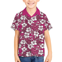 Piqi Bula Fiji Family Matching Summer Maxi Dress and Hawaiian Shirt Fijian Tapa Seamless Hibiscus LT14 Son's Shirt Pink - Polynesian Pride
