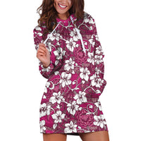 Piqi Bula Fiji Hoodie Dress Fijian Tapa Seamless Hibiscus LT14 Pink - Polynesian Pride