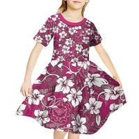 Piqi Bula Fiji Kid Short Sleeve Dress Fijian Tapa Seamless Hibiscus LT14 - Polynesian Pride