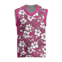 Piqi Bula Fiji Christmas Knitted V-Neck Vest Fijian Tapa Seamless Hibiscus LT14 Pink - Polynesian Pride