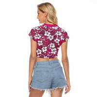 Piqi Bula Fiji Raglan Cropped T Shirt Fijian Tapa Seamless Hibiscus LT14 - Polynesian Pride