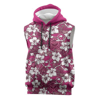 Piqi Bula Fiji Sleeveless Hoodie Fijian Tapa Seamless Hibiscus LT14 Pink - Polynesian Pride