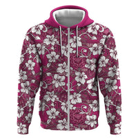 Piqi Bula Fiji Zip Hoodie Fijian Tapa Seamless Hibiscus LT14 Zip Hoodie Pink - Polynesian Pride