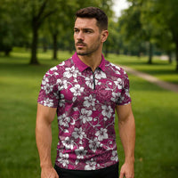 Piqi Bula Fiji Zipper Polo Shirt Fijian Tapa Seamless Hibiscus LT14 - Polynesian Pride