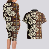 Bula Fiji Masi Couples Matching Long Sleeve Bodycon Dress and Hawaiian Shirt Tapa Tropical Hibiscus Half Stylized LT14 - Polynesian Pride